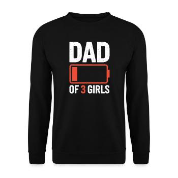 Papa de 3 filles Batterie Shirt - Sweat-shirt Unisexe - noir - Devant - Alina (178cm) & Michal (187cm)