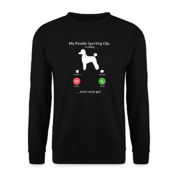 Appel entrant de caniche Art d’interface téléphonique amusante - Sweat-shirt Unisexe - noir - Devant - Alina (178cm) & Michal (187cm)