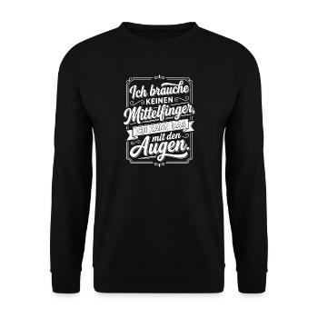 Mittelfinger Augen Spruch frech - Unisex Pullover - Schwarz - Vorne - Alina (178cm) & Michal (187cm)