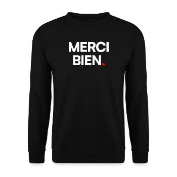 Merci bien - Sweat-shirt Unisexe - noir - Devant - Alina (178cm) & Michal (187cm)