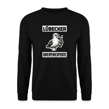 Lübecker Kneipen Experte - Unisex Pullover - Schwarz - Vorne - Alina (178cm) & Michal (187cm)