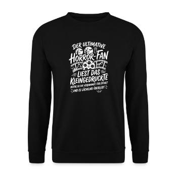 Ultimate Horror Fan Kino Spruch - Unisex Pullover - Schwarz - Vorne - Alina (178cm) & Michal (187cm)
