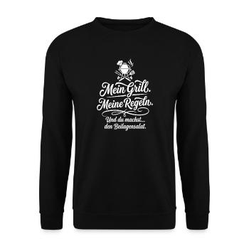 Mes règles de barbecue disent - Sweat-shirt Unisexe - noir - Devant - Alina (178cm) & Michal (187cm)