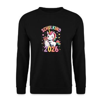 Schulkind 2026 Einschulung 2026 Schulanfang - Unisex Pullover - Schwarz - Vorne - Alina (178cm) & Michal (187cm)