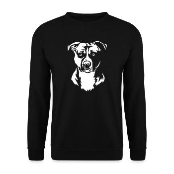 American Staffordshire Terrier Kopf "Black Edition - Unisex Pullover - Schwarz - Vorne - Alina (178cm) & Michal (187cm)