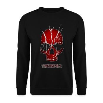 BIRD Original - Red Thunder Skull - Unisex Sweatshirt - black - Front - Alina (178cm) & Michal (187cm)