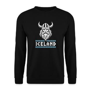 Island Viking Norse Helmet Odin Design - Unisex Sweatshirt - black - Front - Alina (178cm) & Michal (187cm)