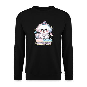 Cotton Candy Dog - cute Bichon Frisé dog Design - Unisex Pullover - Schwarz - Vorne - Alina (178cm) & Michal (187cm)