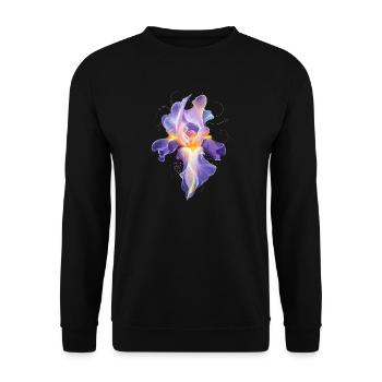 Glowing Iris Blossom Abstract Floral Motif - Unisex Sweatshirt - black - Front - Alina (178cm) & Michal (187cm)