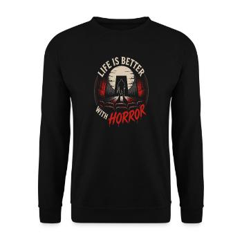 Life Is Better With Horror Retro - Unisex Sweatshirt - black - Front - Alina (178cm) & Michal (187cm)