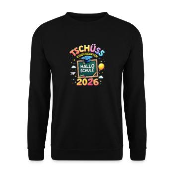 Schulkind 2026 Einschulung 2026 Schulanfang - Unisex Pullover - Schwarz - Vorne - Alina (178cm) & Michal (187cm)