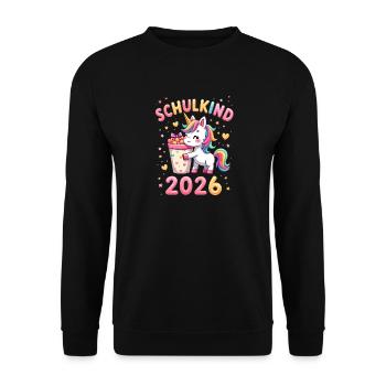 Schulkind 2026 Einschulung 2026 Schulanfang - Unisex Pullover - Schwarz - Vorne - Alina (178cm) & Michal (187cm)