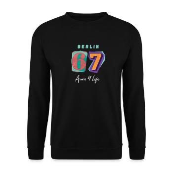 Berlin_67_Aura_4_Life - Unisex Pullover - Schwarz - Vorne - Alina (178cm) & Michal (187cm)