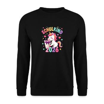 Schulkind 2026 Einschulung 2026 Schulanfang - Unisex Pullover - Schwarz - Vorne - Alina (178cm) & Michal (187cm)