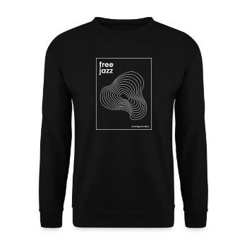 Free Jazz Echoes Plakatdesign - Unisex Pullover - Schwarz - Vorne - Alina (178cm) & Michal (187cm)