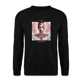 Glamour Split Portrait Kristalle - Unisex Pullover - Schwarz - Vorne - Alina (178cm) & Michal (187cm)