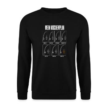 Mein Wochenplan Lustiges Angler Motiv Angeln mit - Unisex Pullover - Schwarz - Vorne - Alina (178cm) & Michal (187cm)