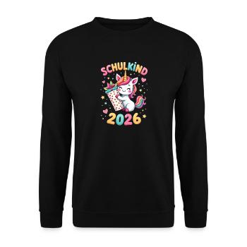 Schulkind 2026 Einschulung 2026 Schulanfang - Unisex Pullover - Schwarz - Vorne - Alina (178cm) & Michal (187cm)