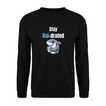Shark-drated | Funny cartoon shark with drink - Unisex Sweatshirt - black - Front - Alina (178cm) & Michal (187cm)
