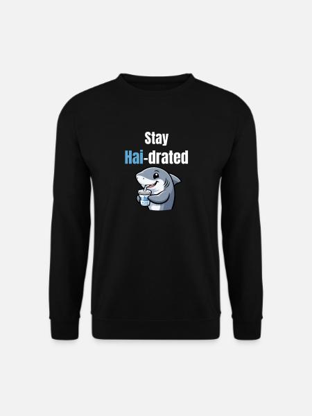 Shark-drated | Funny cartoon shark with drink - Unisex Sweatshirt - black