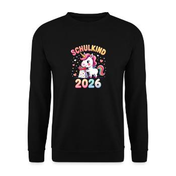 Schulkind 2026 Einschulung 2026 Schulanfang - Unisex Pullover - Schwarz - Vorne - Alina (178cm) & Michal (187cm)