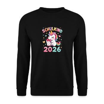Schulkind 2026 Einschulung 2026 Schulanfang - Unisex Pullover - Schwarz - Vorne - Alina (178cm) & Michal (187cm)