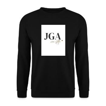 Schwarz_Gold_Minimalistisch_Modern_Junggesellen - Unisex Pullover - Schwarz - Vorne - Alina (178cm) & Michal (187cm)