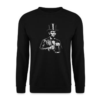 Abraham Lincoln trinkt Bier - Unisex Pullover - Schwarz - Vorne - Alina (178cm) & Michal (187cm)