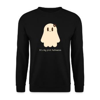 My First Halloween Baby Ghost Gift - Unisex Sweatshirt - black - Front - Alina (178cm) & Michal (187cm)