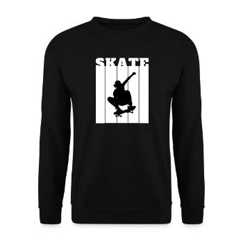 Skateboard Silhouette Skater Geschenk Cooles Shirt - Unisex Pullover - Schwarz - Vorne - Alina (178cm) & Michal (187cm)
