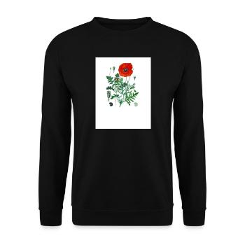 Red poppy in botanical illustration - Unisex Sweatshirt - black - Front - Alina (178cm) & Michal (187cm)