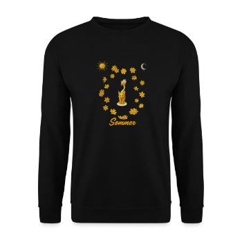 Goldene Katzensommer Kreis - Unisex Pullover - Schwarz - Vorne - Alina (178cm) & Michal (187cm)