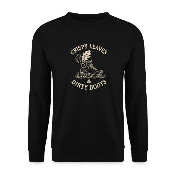Knusprige Blätter und schmutzige Stiefel - Unisex Pullover - Schwarz - Vorne - Alina (178cm) & Michal (187cm)