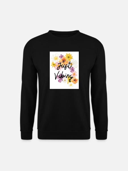Just Vibing Blumenkranz - Unisex Pullover - Schwarz