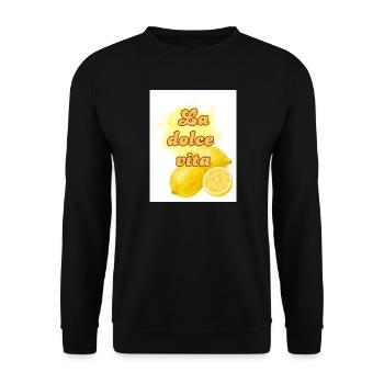 Zitrus Lebensfreude Design - Unisex Pullover - Schwarz - Vorne - Alina (178cm) & Michal (187cm)