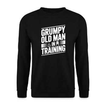 Grummeliger alter Mann im Entstehen - Unisex Pullover - Schwarz - Vorne - Alina (178cm) & Michal (187cm)