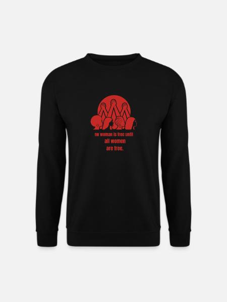 No Woman Is Free - Solidarity Line Art - Unisex Pullover - Schwarz