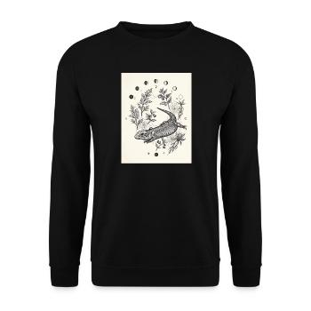 Alchemie-Echsenskelett - Unisex Pullover - Schwarz - Vorne - Alina (178cm) & Michal (187cm)