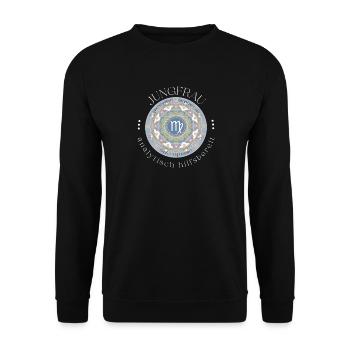 Virgo Mandala Symbolik Jungfrau Sternzeichen - Unisex Pullover - Schwarz - Vorne - Alina (178cm) & Michal (187cm)