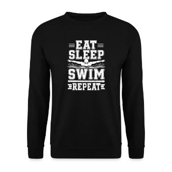 Schwimmer schwimmen Repeat-Swim Pool-fun Schwimm - Unisex Pullover - Schwarz - Vorne - Alina (178cm) & Michal (187cm)