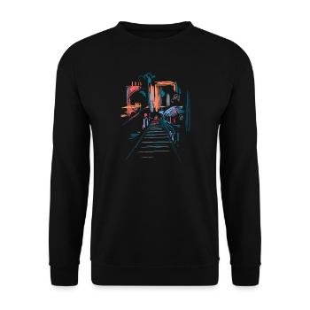 Landschaft Architektur Abstrakt - Unisex Pullover - Schwarz - Vorne - Alina (178cm) & Michal (187cm)