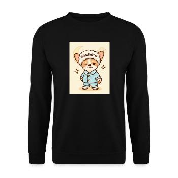 Schlafmütze Hundchen Kuschel Design süß - Unisex Pullover - Schwarz - Vorne - Alina (178cm) & Michal (187cm)