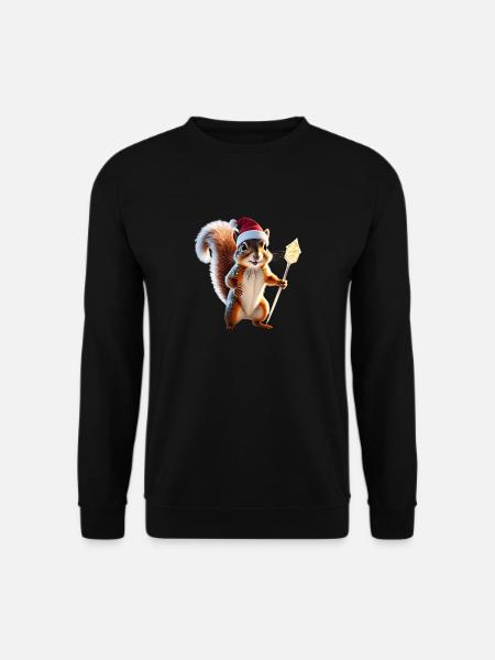 Magisches Weihnachts Eichhörnchen, Hüter des Wades - Unisex Pullover - Schwarz