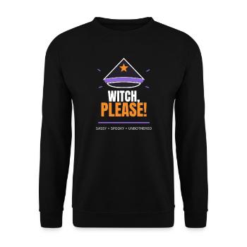 Hexe, bitte! Halloween-Tee - Unisex Pullover - Schwarz - Vorne - Alina (178cm) & Michal (187cm)
