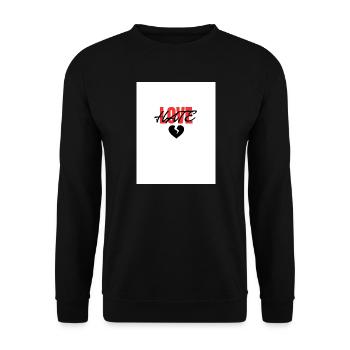 Hassliebe, gebrochenes Herz Valentinsgeschenk - Unisex Pullover - Schwarz - Vorne - Alina (178cm) & Michal (187cm)