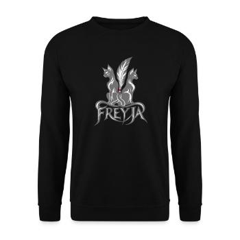 Freyja mit Katzen | Noventra - Unisex Pullover - Schwarz - Vorne - Alina (178cm) & Michal (187cm)