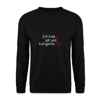 Ich Kam Sah Und Korrigierte! Deutsch Grammatik Leh - Unisex Pullover - Schwarz - Vorne - Alina (178cm) & Michal (187cm)