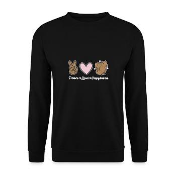 Capybara Nagetier - Unisex Pullover - Schwarz - Vorne - Alina (178cm) & Michal (187cm)