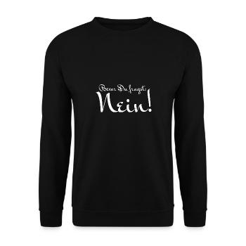 Bevor Du fragst: NEIN! - Unisex Pullover - Schwarz - Vorne - Alina (178cm) & Michal (187cm)