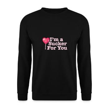 Funny Valentine's Quote I'm A Sucker For You - Unisex Sweatshirt - black - Front - Alina (178cm) & Michal (187cm)